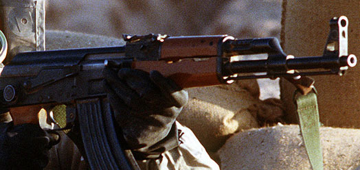 The AKM’s angled muzzle-break