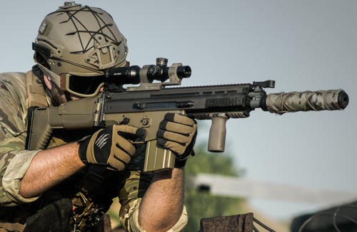 Soldier shooting SCAR-H