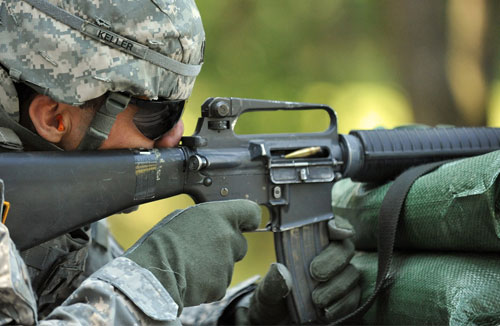Soldier shooting M16A2