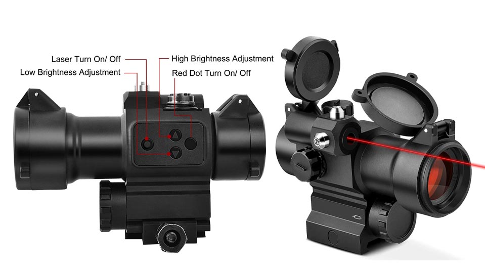 MidTen 1x29mm Red Dot Sight Scope with Red Laser